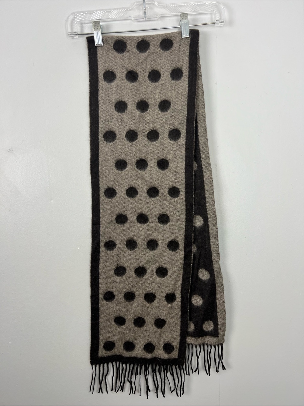 Charter Club 100% Cashmere Polka Dot Fringed Scarf